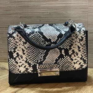 Aldo Black and White Snakeskin Satchel
